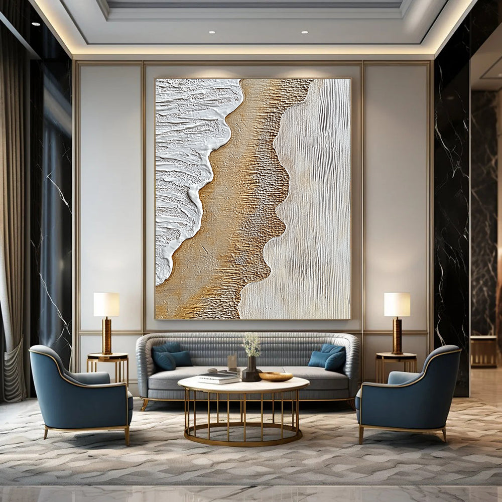 Textured Waves in Neutral Tones for Minimalist Home Office & Art Gallery Café STSC947