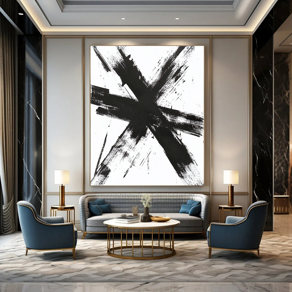 Bold Black Cross Strokes for Industrial - Style Loft & Modern Art Gallery STSC1243