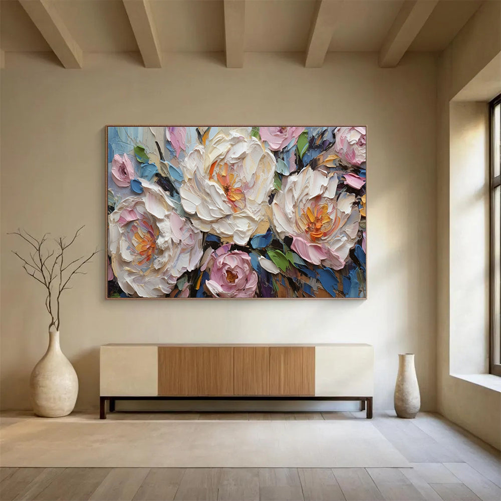 3D Floral Relief Art for Romantic Wedding Venue Reception Backdrops DLZ3275