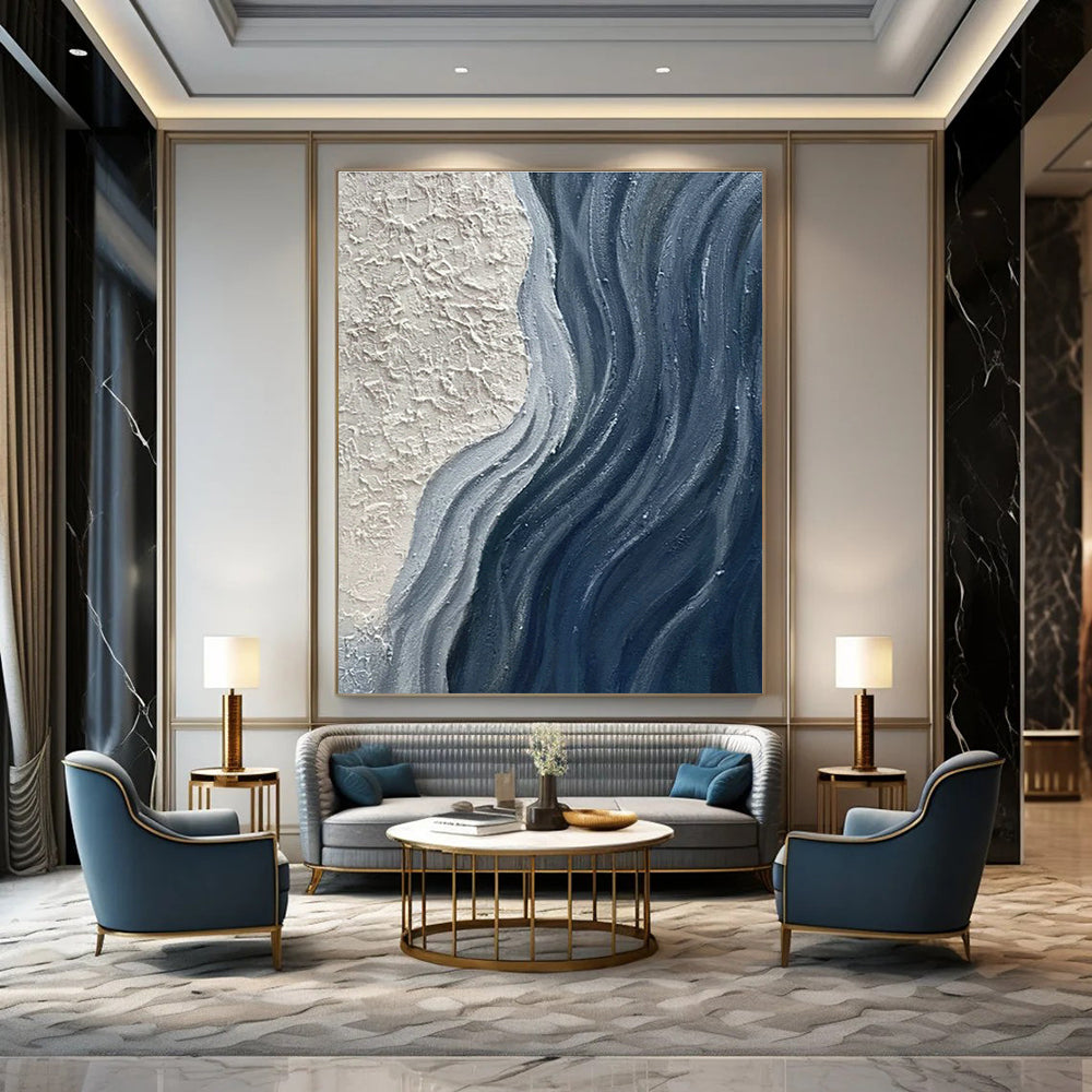 Textured Wave Abstract Art for Coastal Café & Nautical - Themed Home Office DLZ0662