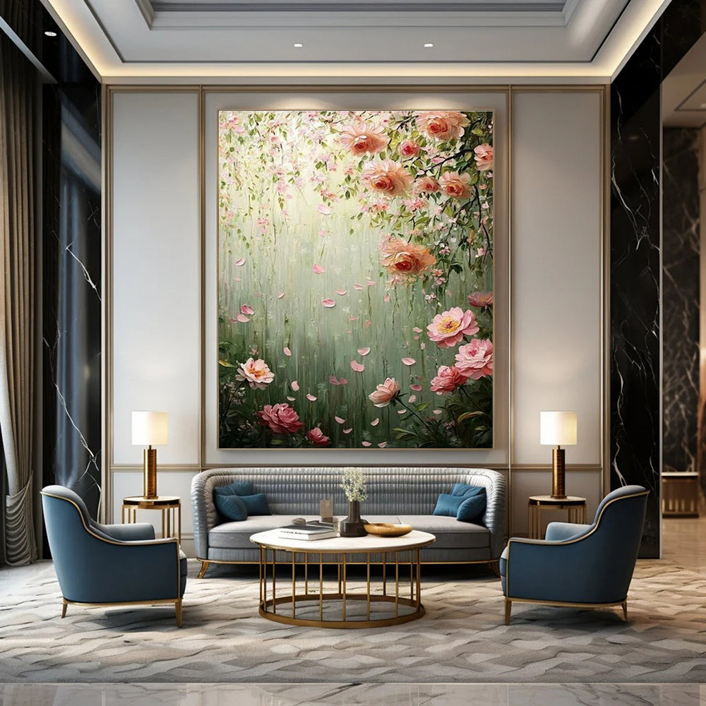 Romantic Floral Waterfall Art for Wedding Venue Lounge & Feminine Boudoir DLZ2253