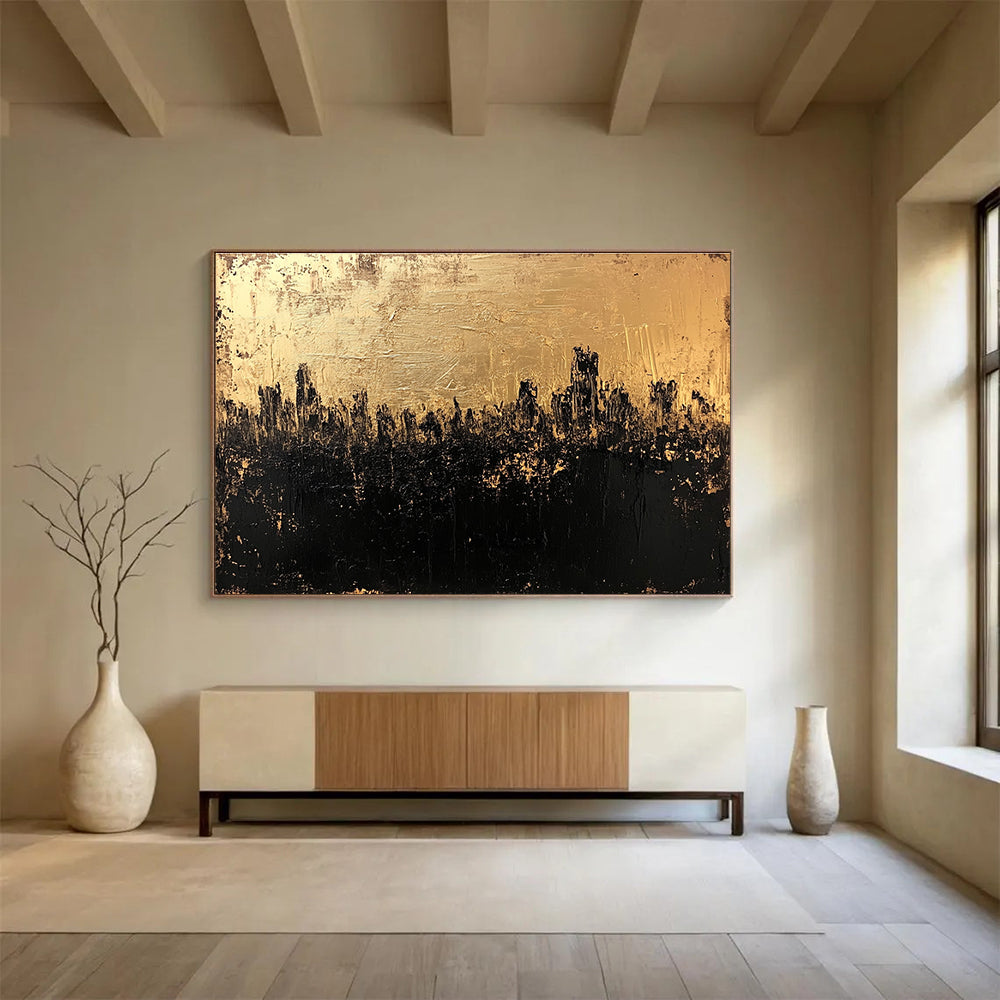 Golden City Silhouette Art for Urban Loft & Art - loving Office SC143
