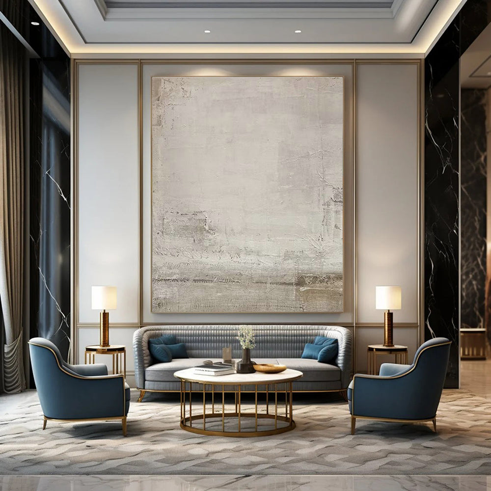 Gray - White Textured Art for Art Gallery Corridor & Industrial - Chic Café DLZ1878