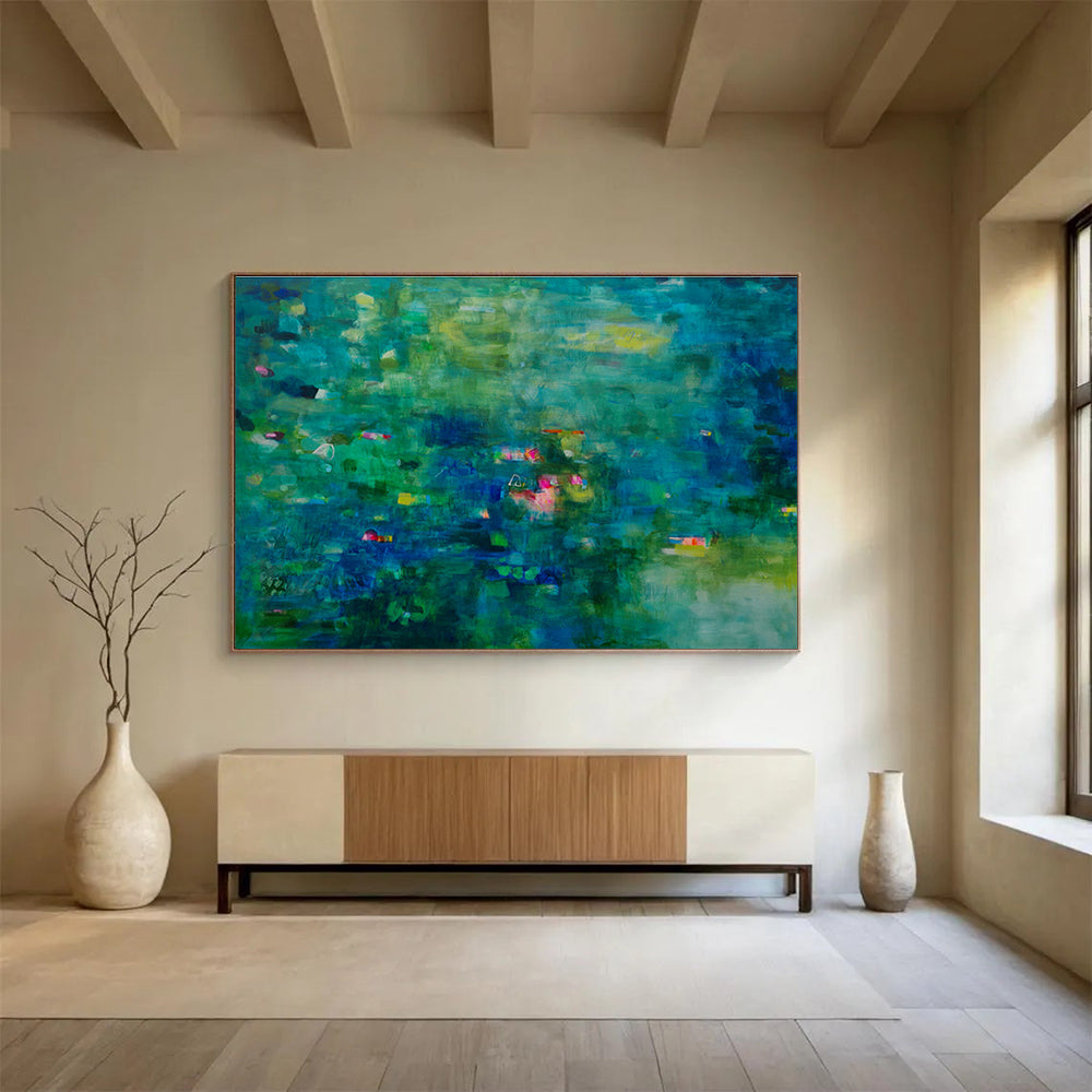 Green - Blue Deep Abstract Art for Calming Meditation Spaces DLZ2421
