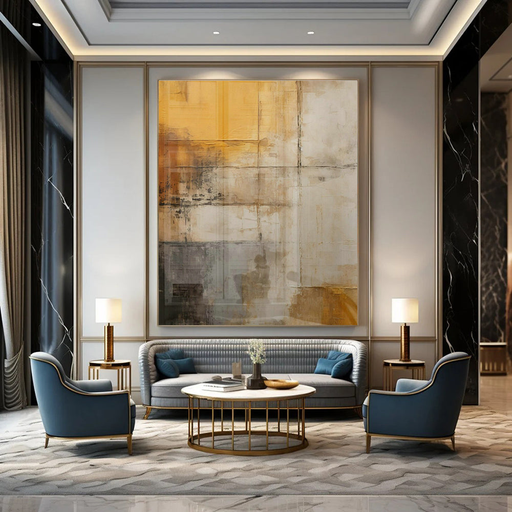 Yellow - Gray Abstract Art for Industrial - Chic Loft & Creative Agency DLZ1954