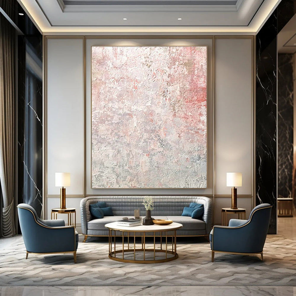 Pink - Gray Textured Art for Feminine Home Office Walls DLZ0050