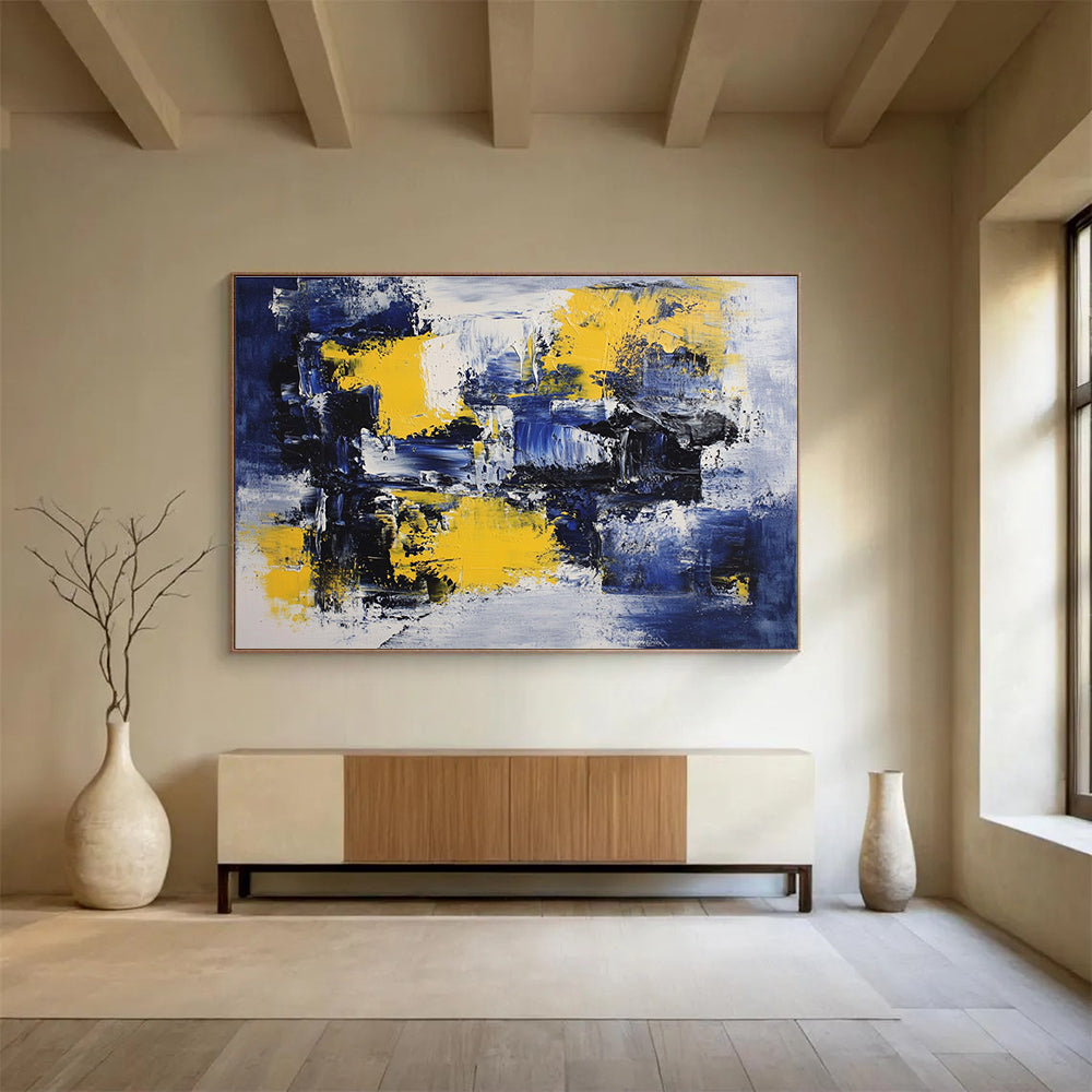 Blue - Yellow Abstract Art for Modern Office Break Room & Creative Studio SC031