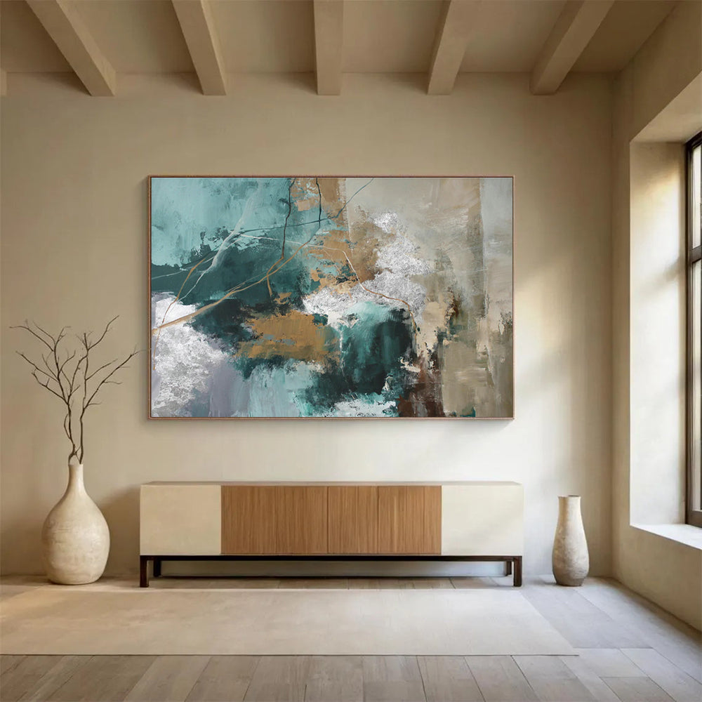 Green - Gold Abstract Mood Art for Nature - Themed Spa DLZ2897