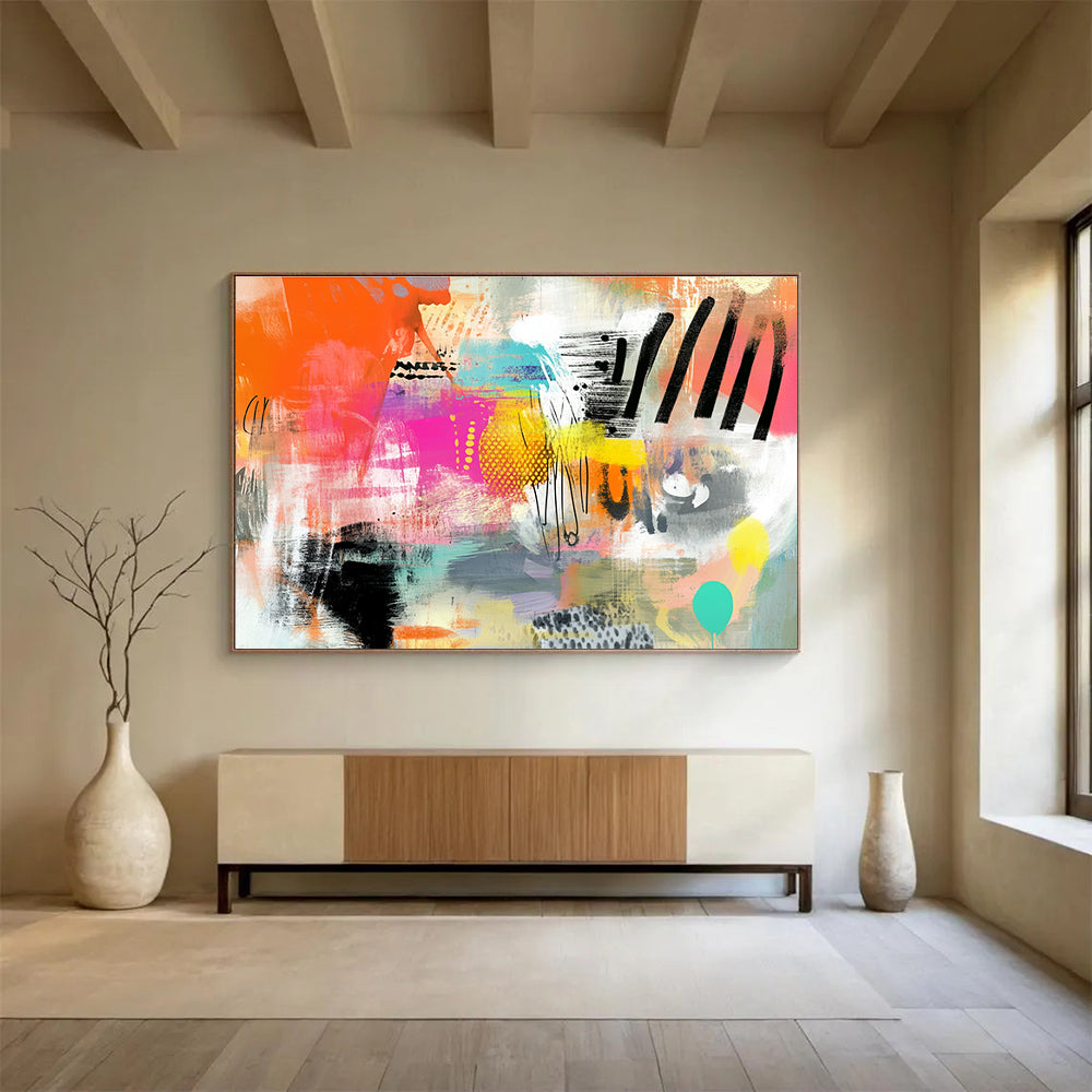 Colorful Abstract Collage Art for Creative Studio & Trendy Café SC005