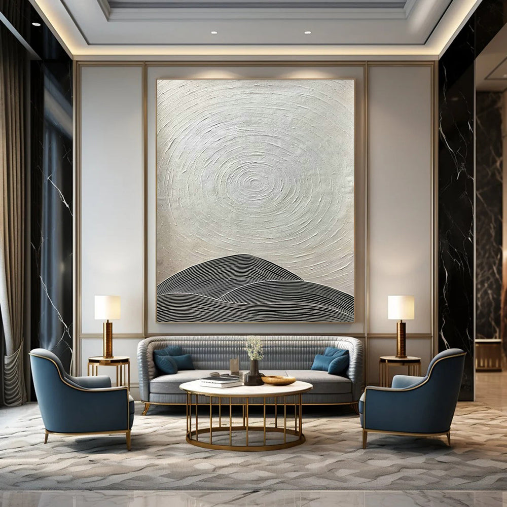 Grey - White Textured Landscape Abstract Art for Living Room & Study DLZ0491