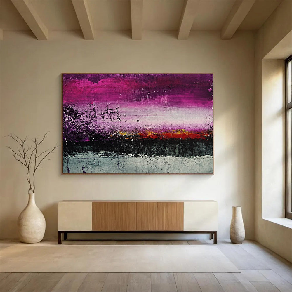Purple Sunset Abstract Art for Bohemian Bedroom & Rooftop Lounge SC341