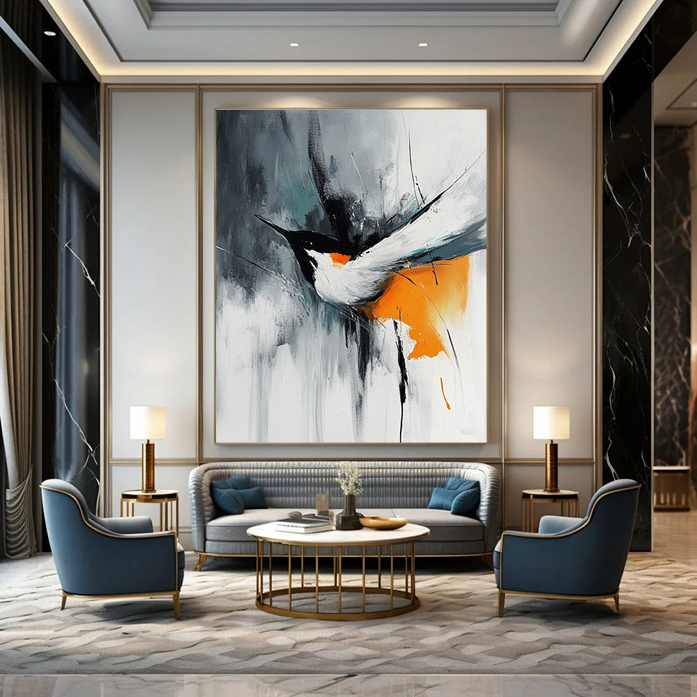 Expressive Abstract Bird Art for Bedroom & Study STSC662