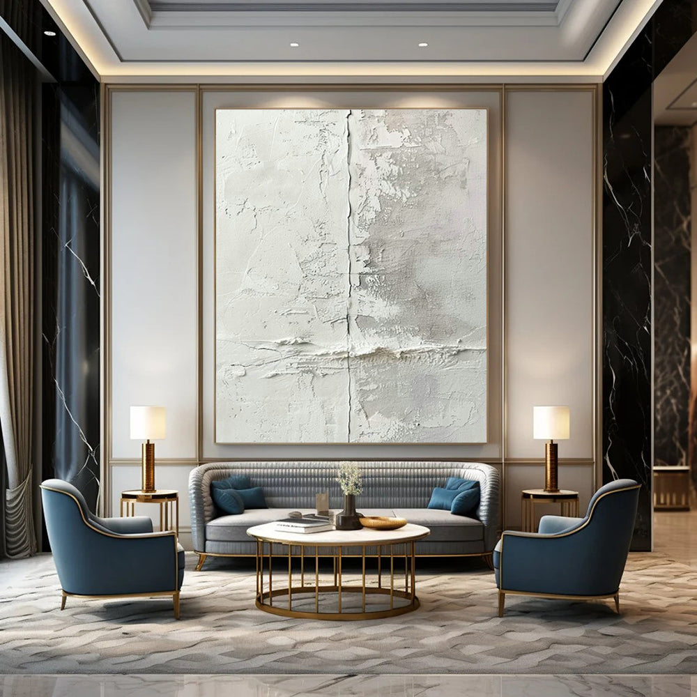 Gray - White Textured Abstract Art for Industrial - Chic Loft & Minimalist Art Gallery DLZ1913