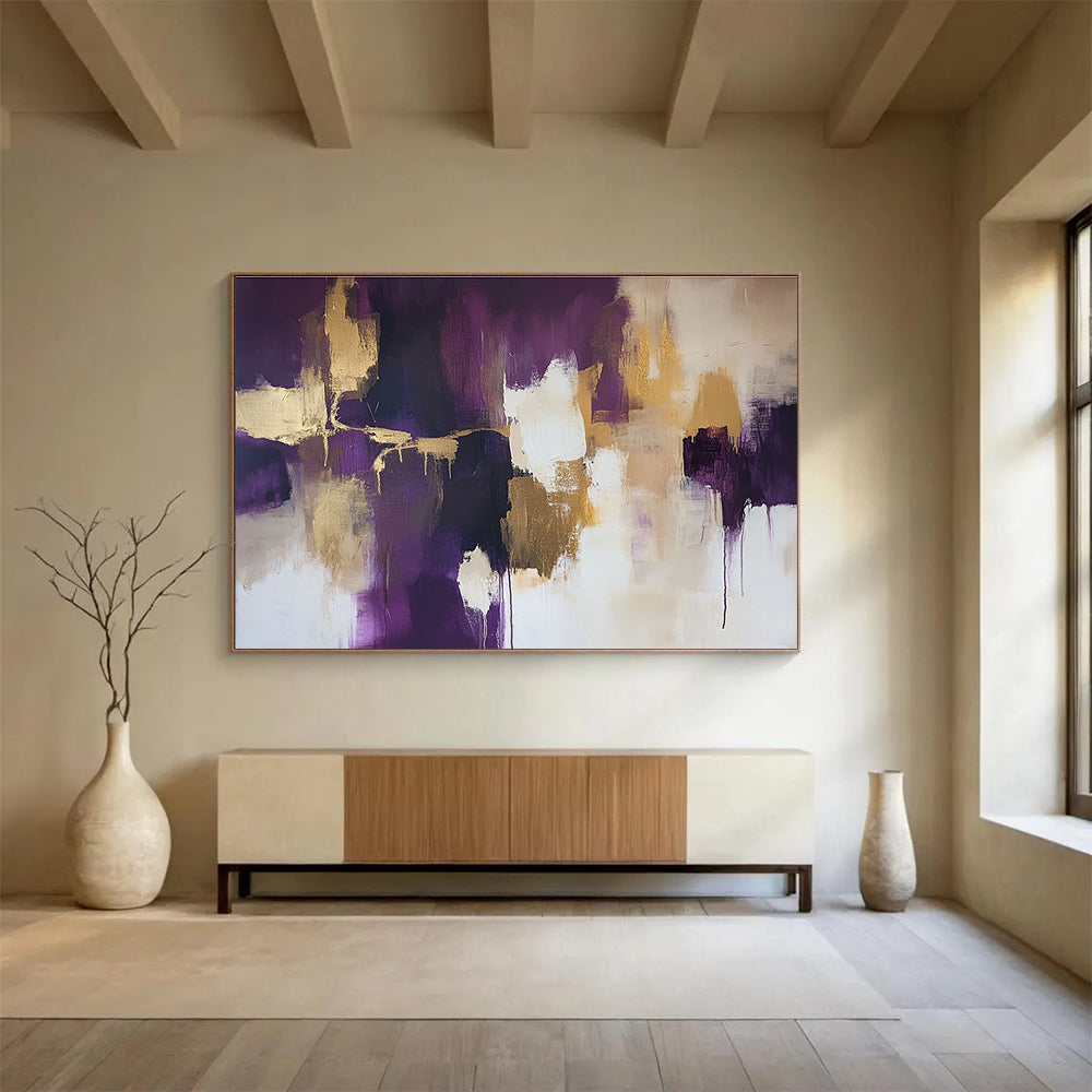 Purple - Gold Abstract Fusion Art for Royal - Inspired Dining Room & Luxury Spa Lounge SC237