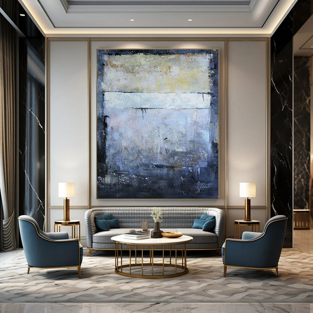 Light Blue Abstract Block Art for Dining Room & Hotel Lobby DLZ2275