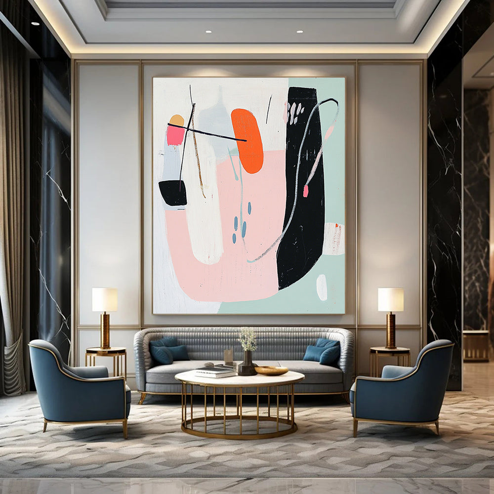 Pastel Abstract Composition for Feminine - Inspired Bedroom & Whimsical Boutique STSC614