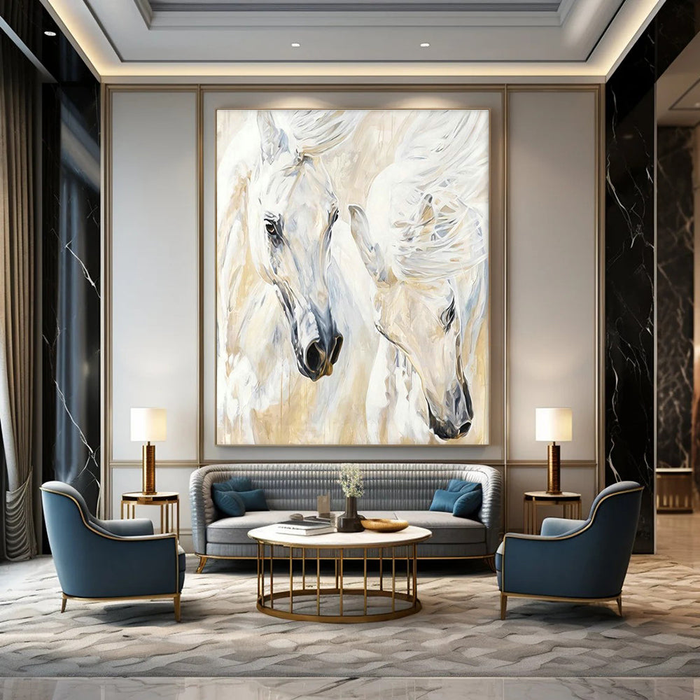 White Horses Grace Art for Equestrian Club & Luxury Home DLZ2341