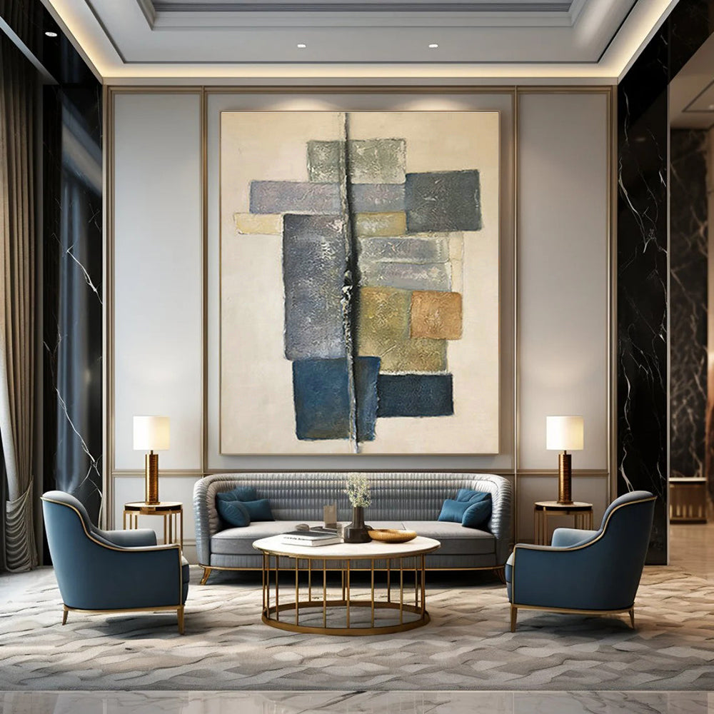 Geometric Color - Block Abstract Art for Modern Office Reception & Design Studio DLZ1058