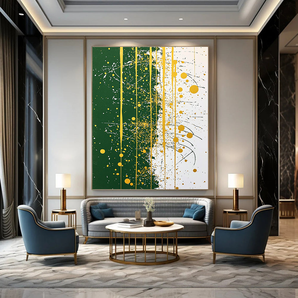 Green and Gold Splatter for Modern Art Gallery & Luxury Hotel Lobby STSC1172