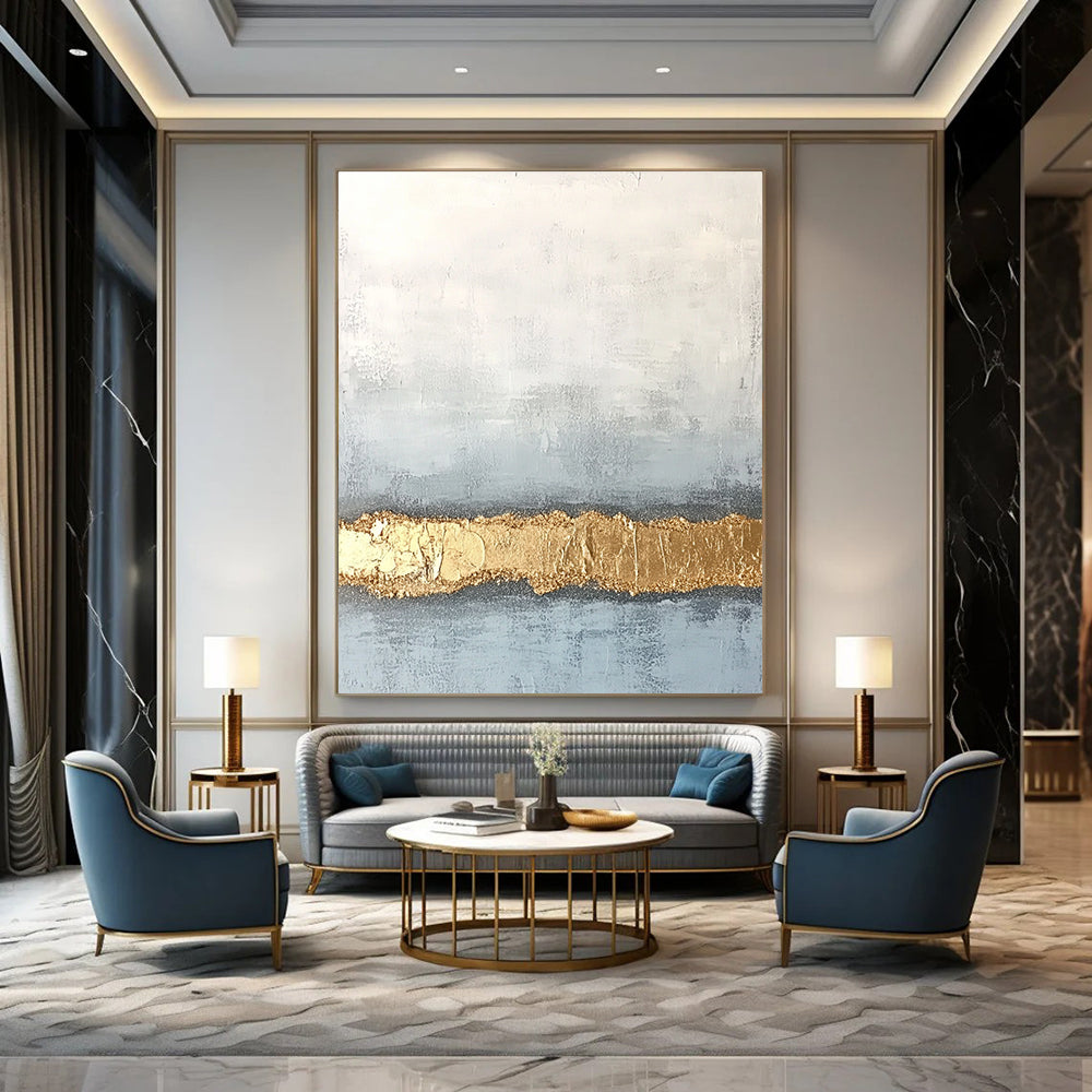 Gold Band Abstract Art for Dining Room & Hallway STSC735