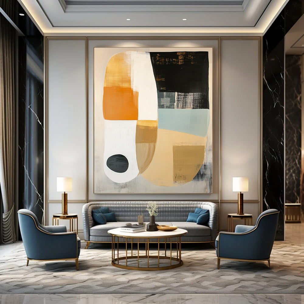 Geometric Neutral Tones with Circle for Minimalist Bedroom & Modern Art Gallery STSC762