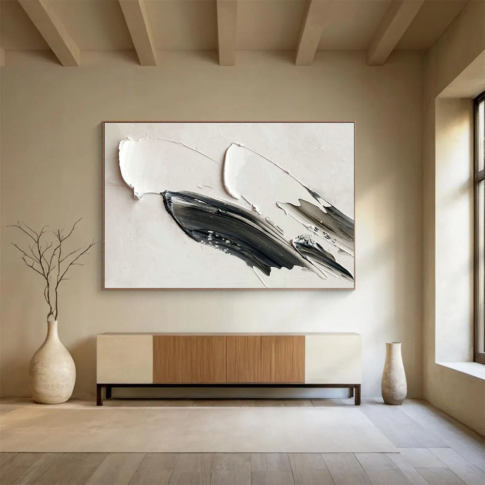Black - White Abstract Art for Modern Art Gallery Monochrome Exhibits DLZ3292