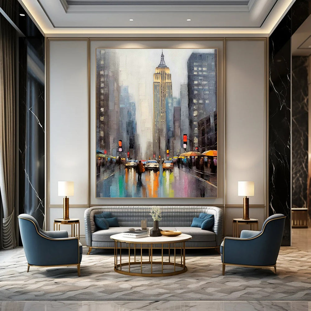 City Street Oil Painting for Living Room & Office DLZ0369