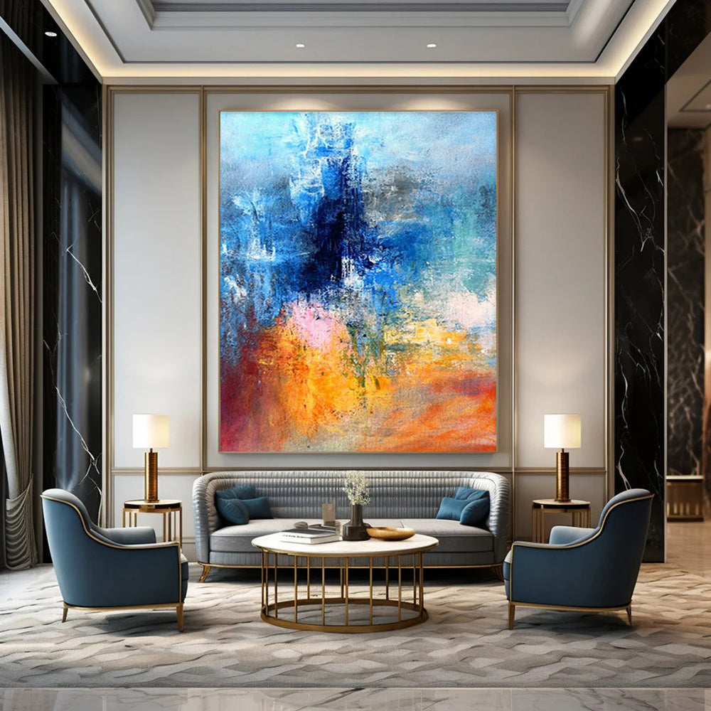 Blue - Toned Abstract Art for Modern Home Office Focus Zones DLZ0003