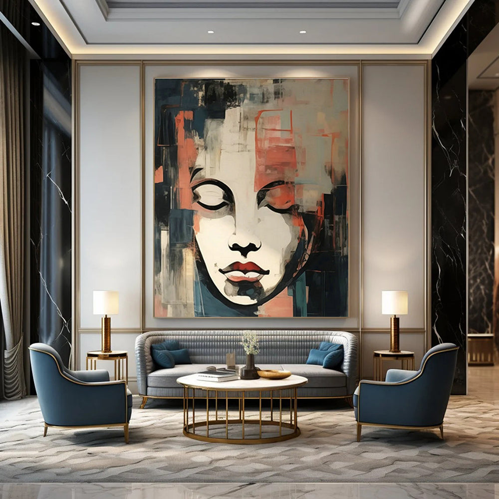 Face Collage Abstract Art for Bohemian Bedroom & Art Gallery Corridor DLZ1715