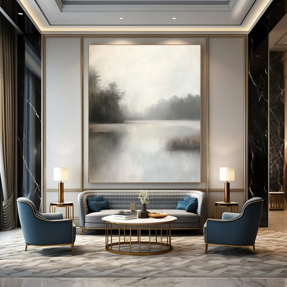 Misty Lake Landscape for Serene Bedroom & Nature - Inspired Café STSC1100