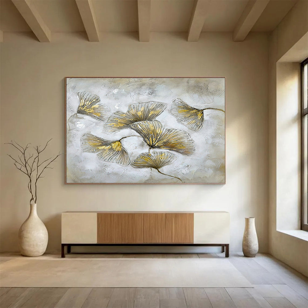 Ginkgo Leaf Relief Art for Zen - Inspired Spa Waiting Rooms DLZ3174