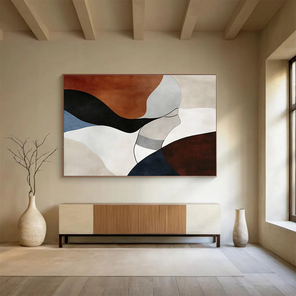 Abstract Figure in Earth Tones Art for Minimalist Bedroom & Sophisticated Wellness Center SC299