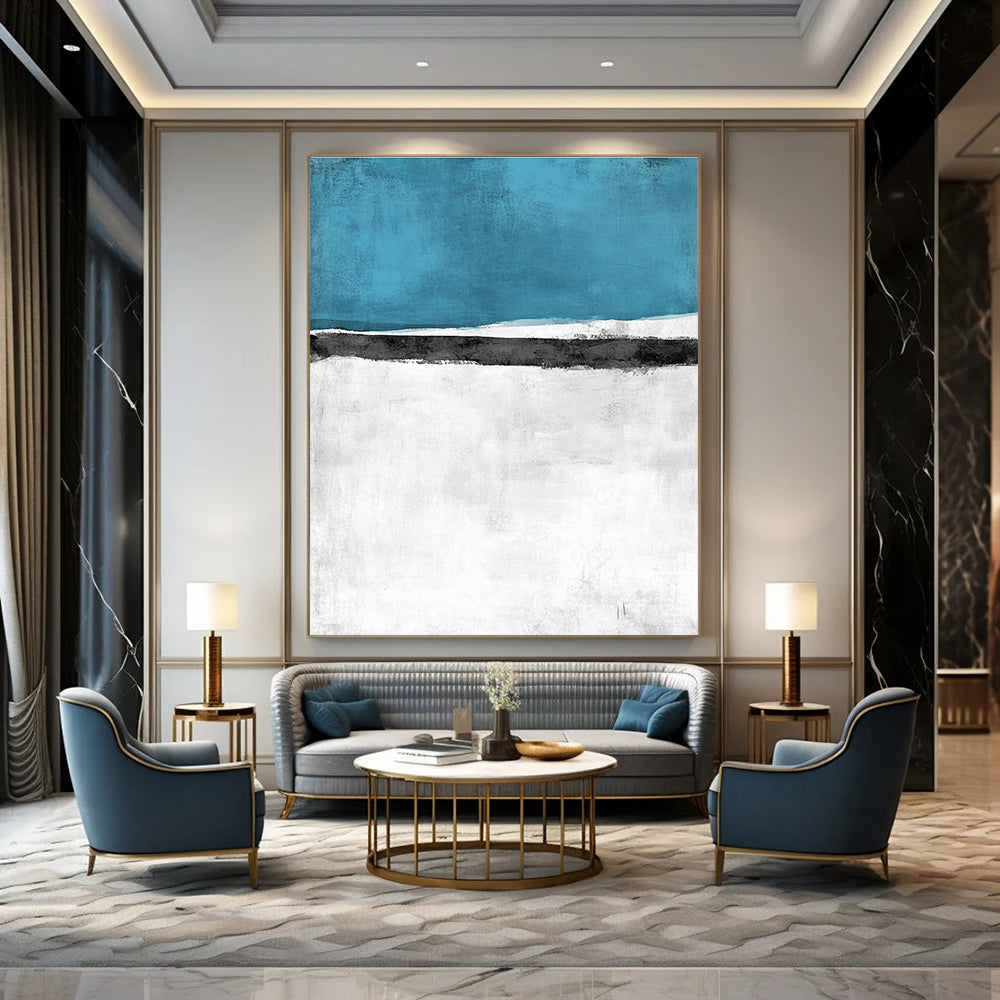 Blue, Black and White Abstract for Coastal Home Office & Serene Spa Retreat STSC523