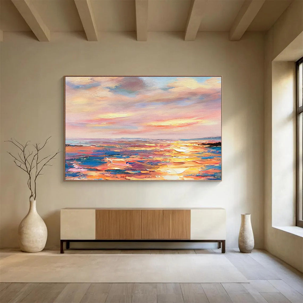 Colorful Sea View Oil Painting for Tropical - Themed Dining Rooms DLZ2496