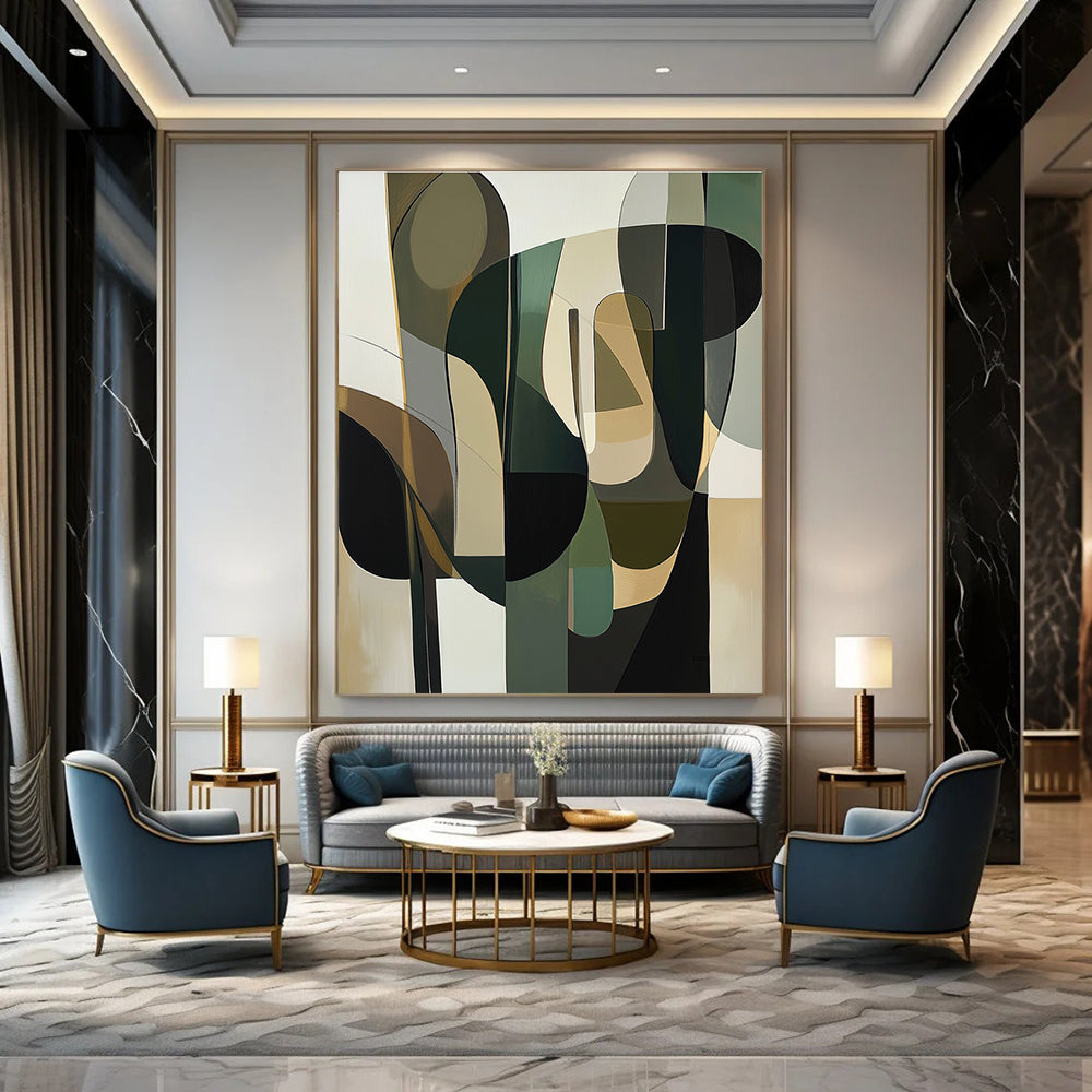 Geometric Green and Brown Abstract for Botanical - Themed Spa & Eco - Friendly Boutique STSC794