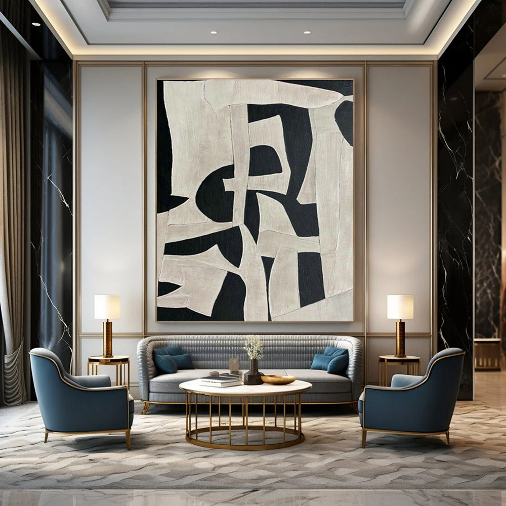 Black - White Geometric Art for Contemporary Office Breakout Areas DLZ0219