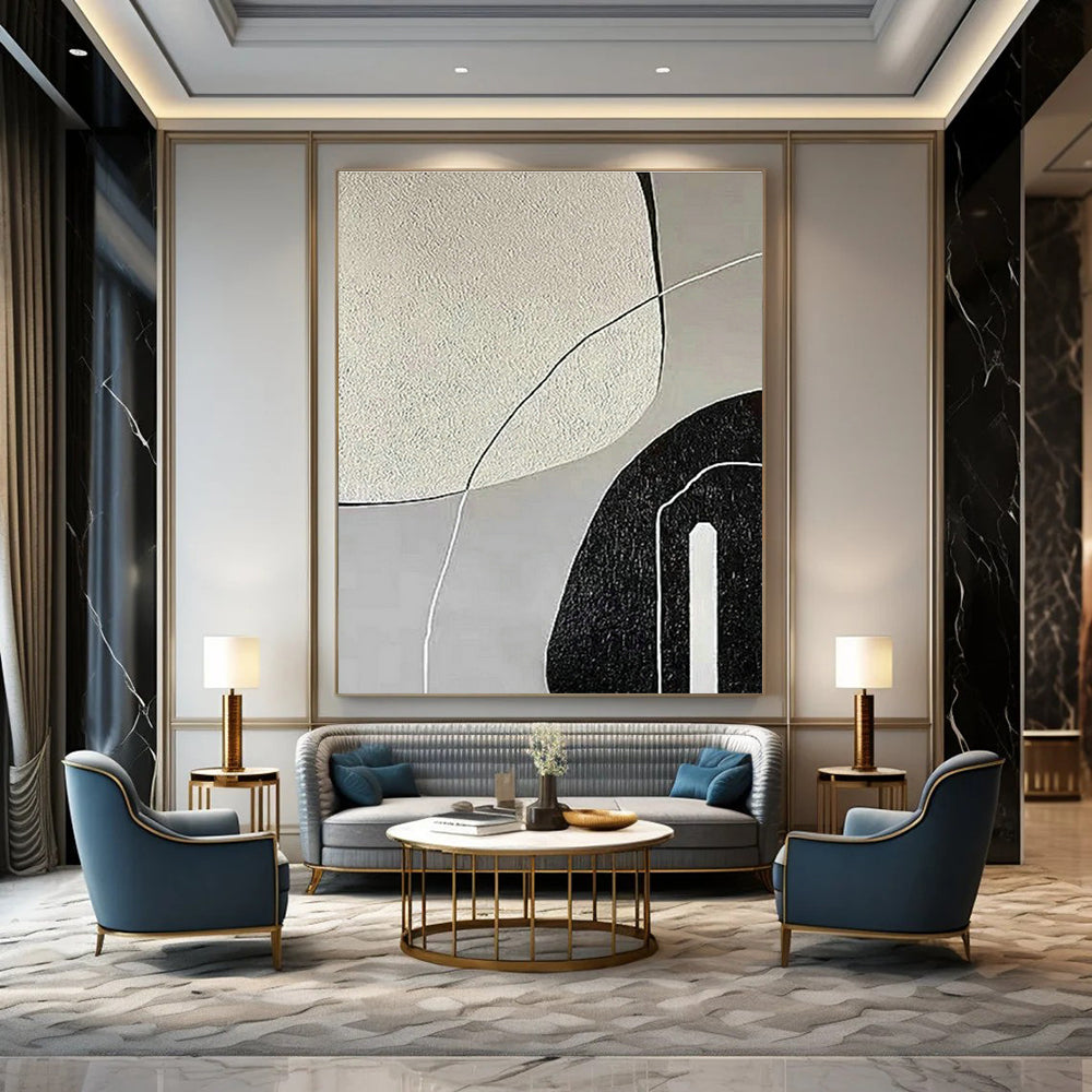 Gray - White Geometric Abstract Art for Scandinavian Home & Contemporary Office DLZ1146