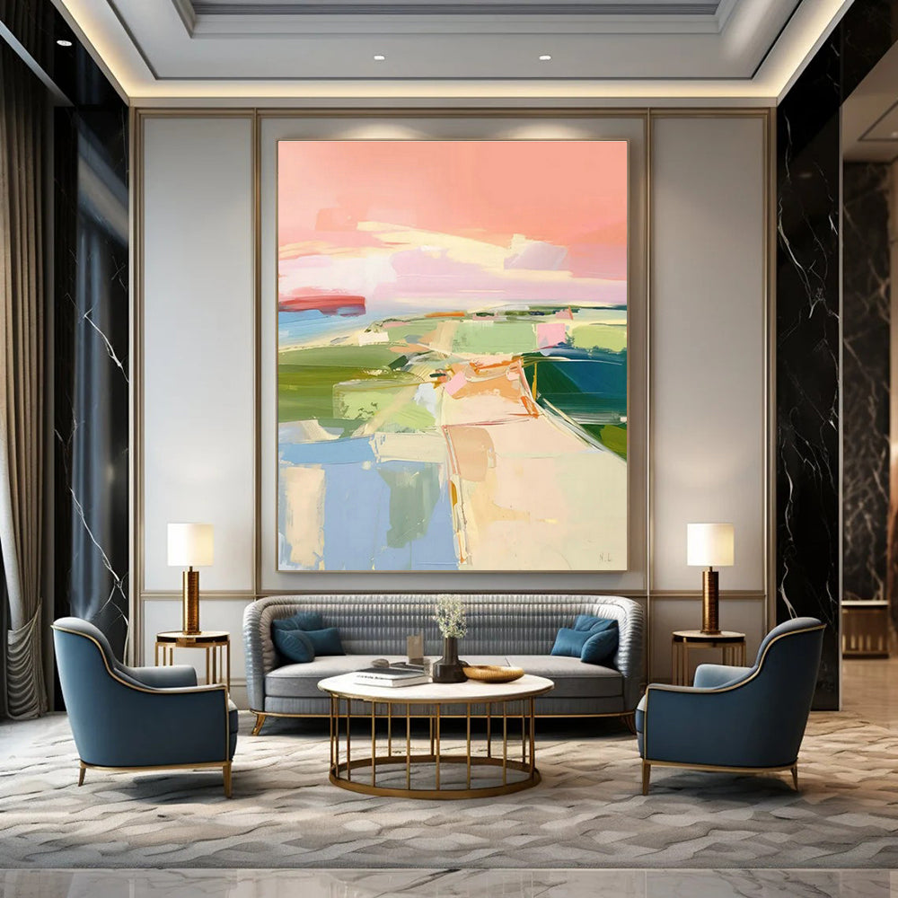 Pink - Hued Coastal Abstract for Romantic Rooftop Lounge & Feminine Home Office DLZ1577