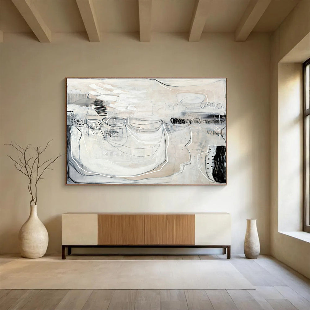 Black - White Line Abstract Art for Industrial - Style Lofts DLZ2458
