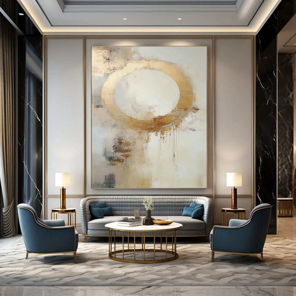 Golden Circle Abstract Art for Modern Office Reception & Luxury Hotel Spa DLZ0918