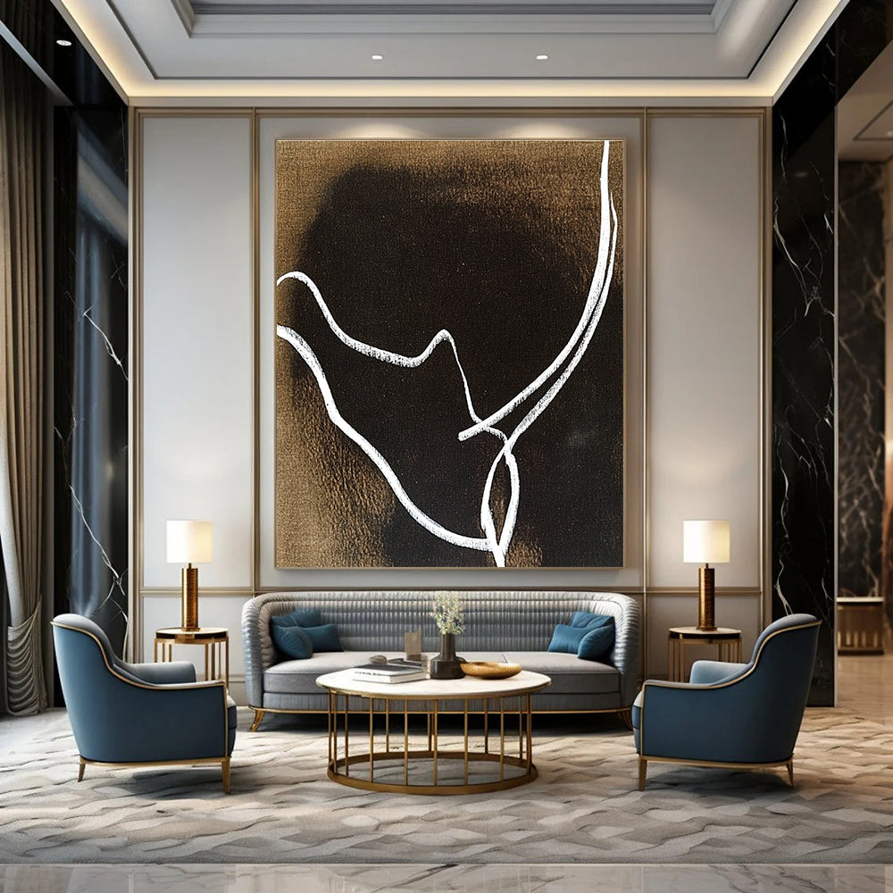 White Lines on Brown Background Art for Industrial - Style Bar & Minimalist Office STSC1346