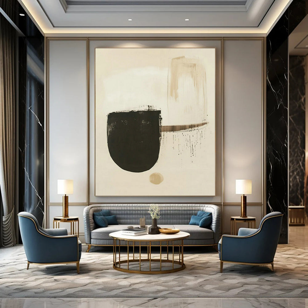 Brown - White Abstract Color Block Art for Living Room & Office DLZ0426