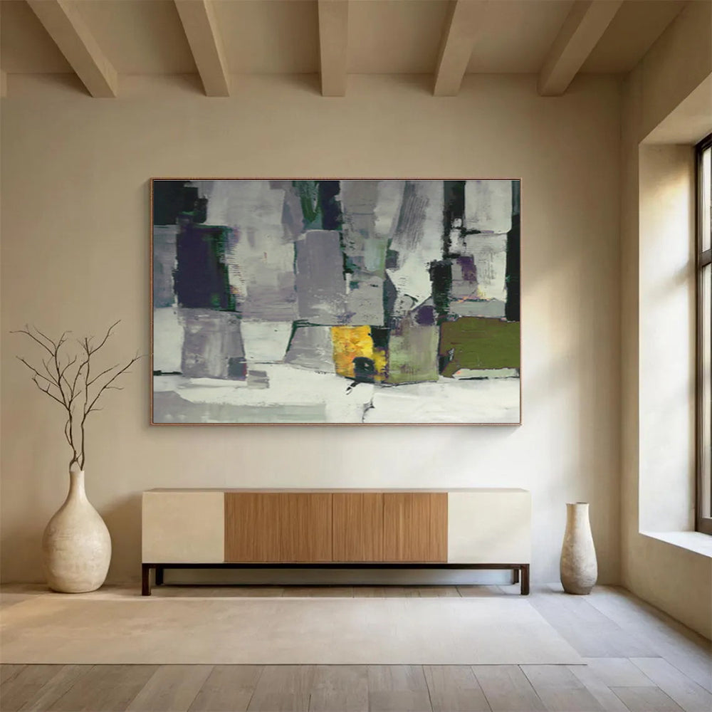 Grey - Purple Geometric Abstract Art for Chic Entryway DLZ2749
