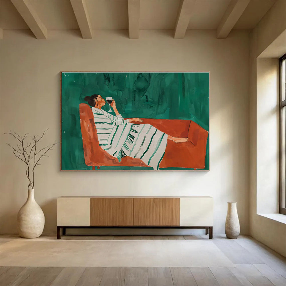 Sofa Wine - Tasting Figure Art for Sophisticated Home Bar Areas DLZ2617