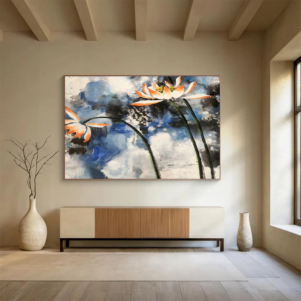Ink Lotus Painting for Traditional - Style Tea House DLZ3011