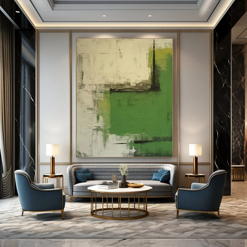 Green - Gray Abstract Art for Botanical Café & Eco - Friendly Home Office DLZ0844