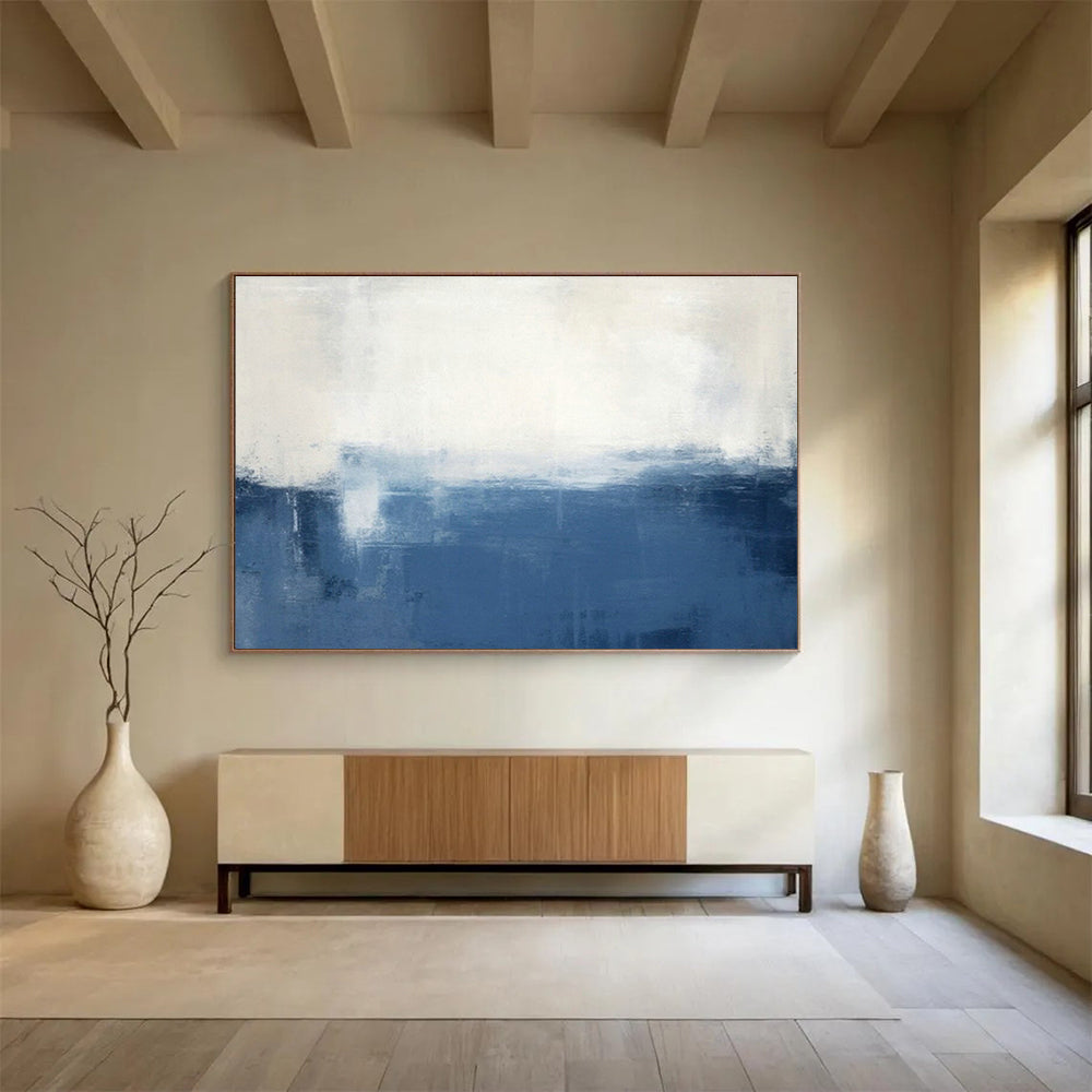 Blue - White Gradient Abstract Art for Coastal Home Bedroom Accents DLZ2650