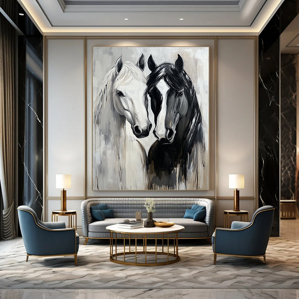 Two Horses’ Heads Art for Equestrian Center & Rustic Home Office STSC1388