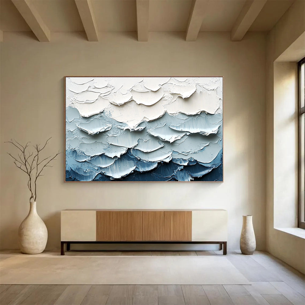 Textured Blue Waves Art for Nautical Home & Luxury Spa SC205