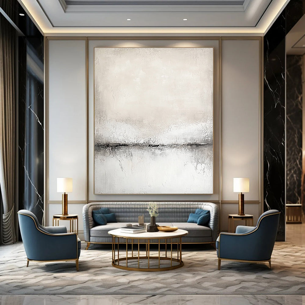 Light Textured Horizon Art for Scandinavian - Style Home & Yoga Studio STSC128
